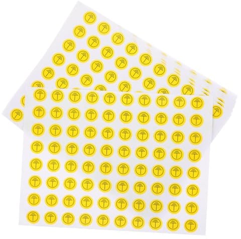 Erdungssymbol Aufkleber 800 Stück, Beschichtetes Papier, Gelb | Rund, Stabile Haftung und Einfache Anbringung, für Schalttafeln bei Großanlagen und Energieeinsätzen