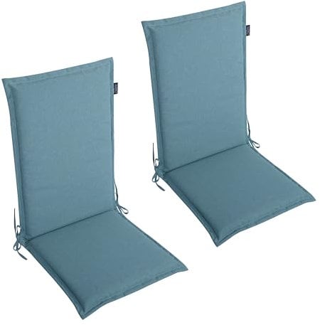 LILENO HOME Gartenstuhl Auflagen als [2er Set - Hochlehner] in Aqua - Bequeme Liegen als Sitzauflagen für Gartenmöbel - Stuhlkissen für Gartenstühle und Klappstühle Malt