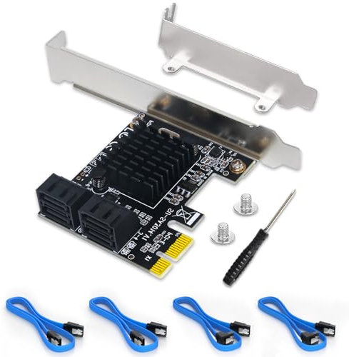 Scheda di Espansione Controller SATA 3.0 a 4 Porte PCIe - 6 Gbps Con Staffa a Basso Profilo, 4 Cavi SATA, Non RAID, Avvio Come Disco di Sistema, Supporta 4 Dispositivi