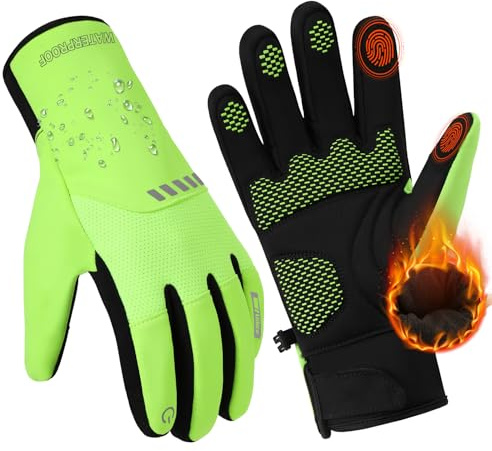 Vilico Winterhandschuhe Touchscreen Wasserdicht Warm Fahrrad | Thermo Winterhandschuhe für Herren Damen, Fleece Gefüttert, Rutschfest Silikon, für Motorrad Ski Laufen Wandern Angeln
