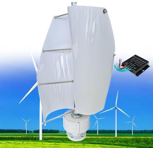 Aerogenerador de 12000W, 12V 24V 48V Turbina Eólica Vertical de Eje Helicoidal de Levitación Magnética, Generador de Imán Permanente Trifásico, para Casa, Terraza, Chalet o Autocaravana,E-24V
