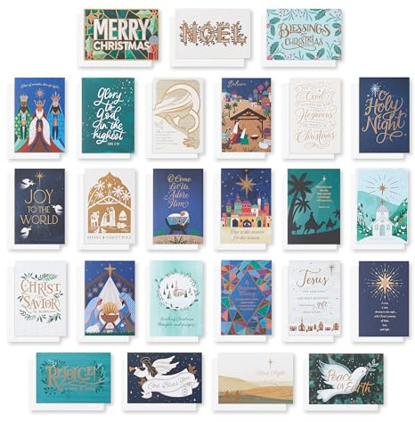 American Greetings Religiöse Weihnachtskarten mit Umschlägen, traditionelle Designs, 25 Stück