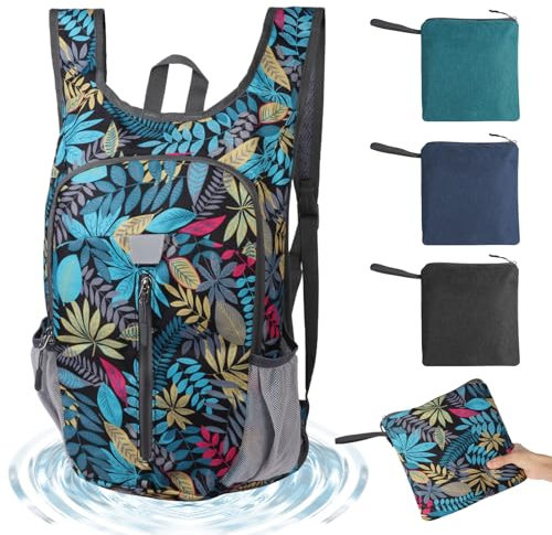 Faltbarer Rucksack 20l, Faltbarer Rucksack Wasserdicht, Packbare Backpacks Ultraleicht Tagesrucksack für Damen Herren Outdoor Wandern Camping Klettern (A)