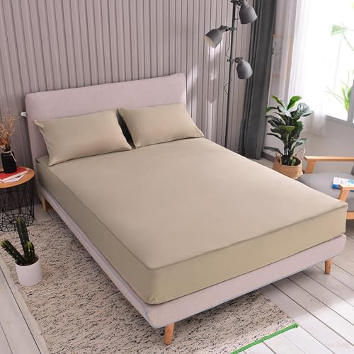 Coprimaterasso con cerniera, 120 x 200 + 25 cm, colore: cachi, per letto matrimoniale, con chiusura a cerniera completa