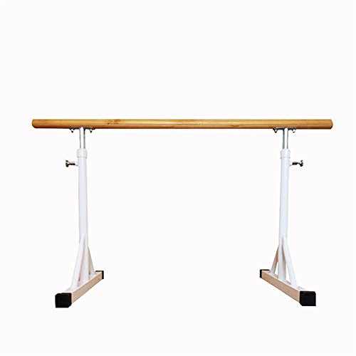 Verstellbare Ballettstange aus Holz für Zuhause, tragbare Tanzstange für Pilates, Dehnen, ideal für Kinder oder Erwachsene, Weiß, 150 cm