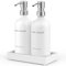 Soap Dispenser Set with Tray - Hand and Dish Soap Dispenser for Kitchen,Modern Kitchen Decor & Accessories.(Silver)