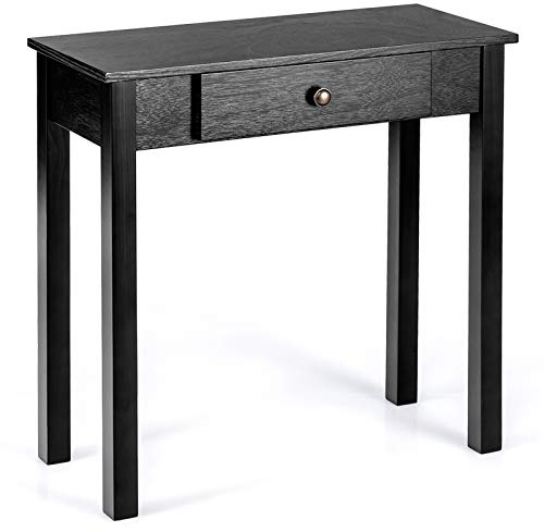 DREAMADE Table Console en Bois avec Tiroir,Table d'Entrée 71x30x71cm avec Kit Anti-Basculement,pour Salon,Couloir,Chambre (Noir)