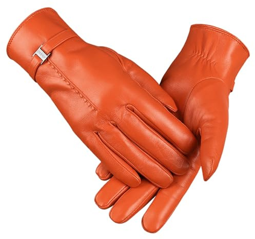 MFUPR Damen-Lederhandschuhe for den Winter, einfarbig, vielseitig, winddicht und dick, kalte Lederhandschuhe
