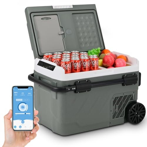 Alpicool 40L Car Refrigerator with APP Control 12V Fridge Freezer, Dual Zone Electric Cooler Box Portable Refrigerator for Car 12V/24V 100-240V(-20℃-20℃) Portable Fridge for Camping Car Trip