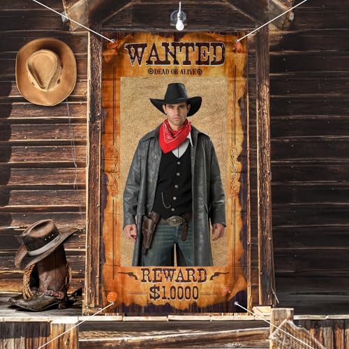 West Wanted Fotoautomat, Groß Steckbrief-Foto-Requisite Lustiger Wanted Photo Booth-Selfie-Rahmen Western-Cowboy-Party-Dekoration für rustikales Wild-Western-Partyzubehör