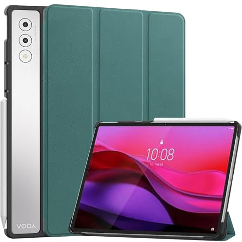 Haofun Hülle Kompatibel mit Lenovo Yoga Tab Plus, Multi-Winkel Ständer Cover, Schlanke Schutzhülle mit Auto Schlaf/Aufwach, Umfassender Schutz, Grün