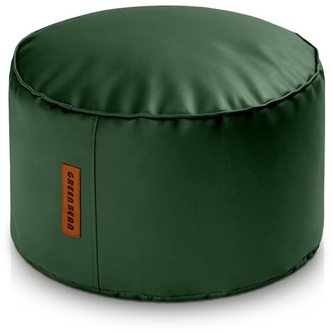 Green Bean Sitzhocker aus Kunstleder - Pouf mit EPS Perlen Füllung - 43 x 30 cm - perfekte Ergänzung zum Sitzsack - Sitzwürfel Sitzkissen Hocker Fußhocker - Dunkelgrün