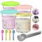 WRQIOO Creami Behälter für die Ninja Creami, 4 Stück 680ML Eisbehälter für Speiseeis, Ersatz für Ninja Creami Deluxe Pints und Deckel Eismaschine, Spülmaschinenfest, BPA-frei, für NC500 NC501-Serie