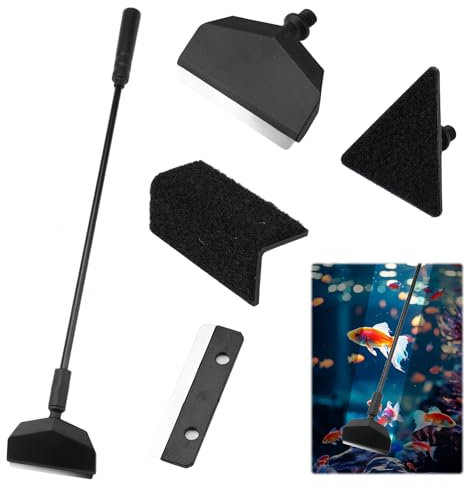 Dhisperares 3 in 1 Aquarium Reinigungsset, Algenschaber Aquariumschaber Zubehör Reinigung Werkzeug für Aquarien Zubehoer, Verstellbarer Triangle Rechtwinkliger Bürste Reinigungswerkzeuge Set
