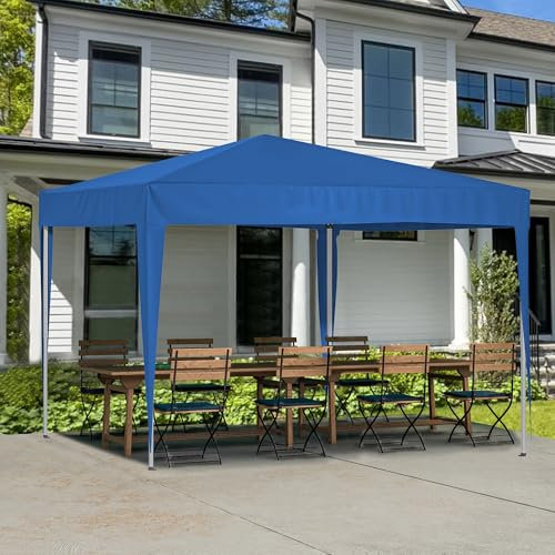 Thanaddo Pavillon 3x3m Pop-up höhenverstellbar Faltpavillon mit extra 4 Sandsäcke, UV50+ Stabil Wasserdicht Gartenpavillon mit Tragetasche, Partyzelt für Garten Outdoor Camping (Blau)