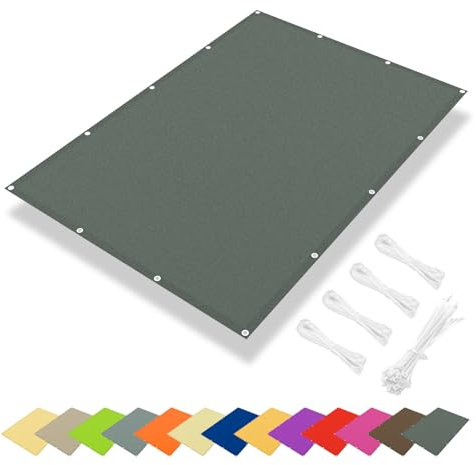 IOAOI Tenda parasole impermeabile, 2 x 2 m, 95% UV, rettangolare, tettoia da giardino, con corda inclusa, vela quadrata per esterni, patio, balcone, pergola, grigio scuro