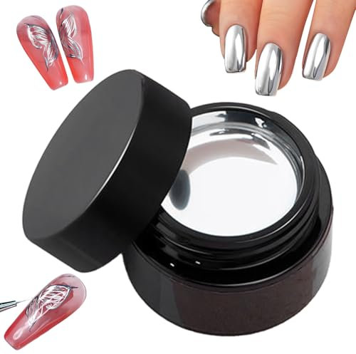 Gel De Pintura Para Esmalte De Uñas - Efecto Metálico De Espejo Cromado Plateado | Esmalte De Gel De Espejo Plateado, Espejo Plateado De Ángel De Ángel Alto Brillo Alto, 10 G De Manicura Ar
