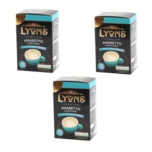 Lyons Premium Instant Coffee Assorted Flavours+ FabFinds Mystery Mug (3, Amaretto Cappuccino)