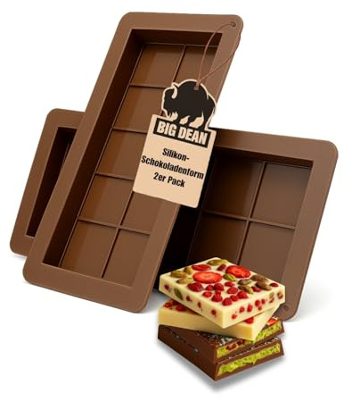 BigDean 2x Schokoladenform Silikon tiefe Schokoladenform Proteinriegel DIY | für kreative Tafeln, Geschenke - Dubai Schokolade Form, hitzebeständig lebensmittelecht & spülmaschinenfest