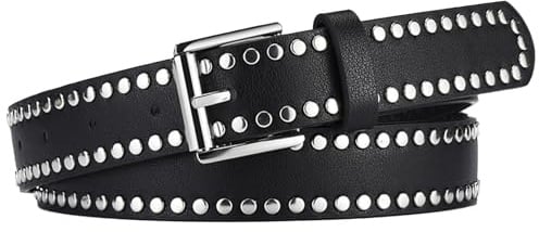 AIEOE Ceinture Unisexe pour Femme et Homme avec Clous Punk en Cuir PU Ceinture Western Cowgirl Hip Hop Y2K 2,8 * 107 cm