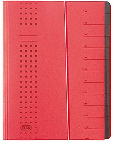 ELBA chic-Ordnungsmappe, A4 rot, F‰cher 1-12, Karton VE = 1