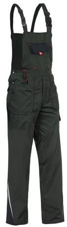 Stenso Prisma Arbeitshosen Männer Latzhose Herren Arbeitshose aus Ripstop - Leichtes und Verschleißfestes Material, Arbeitslatzhose Herren mit Cargotasche, Elastische Taille Olivgrün EU54