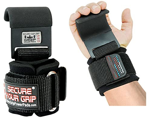 Heavy Duty PRO Lifting Hooks Neoprene Padded Wrist Wraps With Heavy Duty Steel Hooks Power Weight Lifting Training Gym Grips Straps Wrist Support Bandage Set of 2 272KG Pull Rating 1 Year Warranty (Classic)
