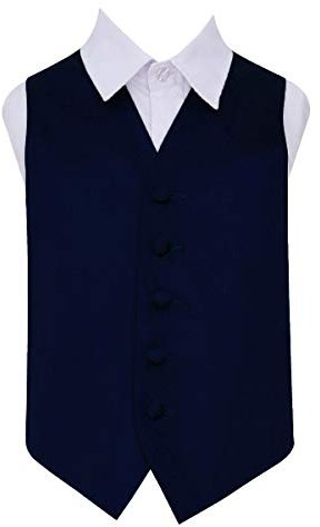 DQT Boys Plain Satin Formal Wedding Tuxedo Waistcoat Navy Blue 32