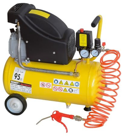 Compresseur d'air 25L, 2HP avec flexible, soufflette et 2 indicateurs de pression