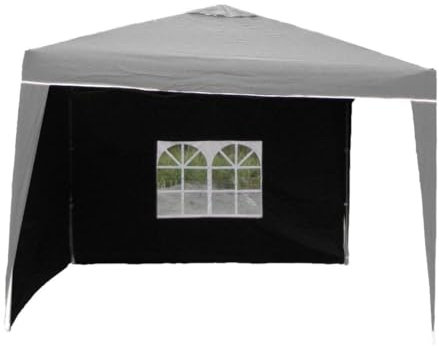 Linder Seitenteile Pavillon 2Stück 3x2m wasserabweisend 1xFenster Gartenzelt Polyester, Farbe:schwarz