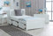 White Single Storage Wooden Mission Bed with Drawers Pine
