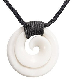 81stgeneration Handgeschnitzte Koru-spiralanhänger-Halskette aus Knochen | Verstellbare Kordelkette für Herren | Amulett im Maori-Stil für Damen | Tribal Handgefertigter Statement Surferschmuck