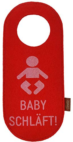 Filz Türschild Filzband Türhänger Wendeschild Klinkenschild Anhänger für Hoteltür Band Ring aus Filz Baby schläft (Rot - 1 Stück)
