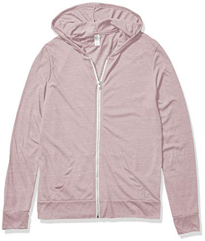 Alternative Men's Hoodie, Zip Up Triblend Jersey Hooded Sweatshirt, Eco Rose Quartz, XXXL