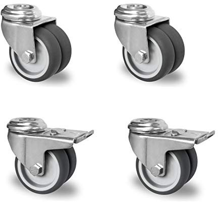 Cascoo Satz Apparate-Doppelrolle 75mm Rückenloch Gummi Feststeller