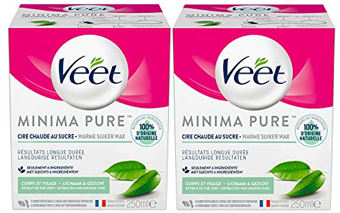 Veet Cire au Sucre Minima - 100% d’Ingrédients d'Origine Naturelle pour une Douceur Longue Durée - Thé Vert (Lot de 2)