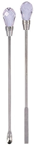 2 pièces ongles spatule sélecteur cuillère Gel poudre mélange bâton agitateur tige manucure outil ensemble Nail Art agitateur tige bricolage outils cuillère spatule(Rose)