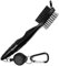 Tyouki Golf Brush with Groove Cleaner, Nylon & Steel Golf Club Brush Portable Golf Clean Tool with Adjustable Aluminum Carabiner for hanging on golf bag, Lightweight, Ergonomic Design (Black)