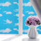 Blickdichte Fensterfolie Blauer Himmel und weiße Wolken 3D Fensterfolie Statisch Selbstklebend Sichtschutzfolie Milchglasfolie Statisch Haftend Dekofolie Klebefolie Anti-UV 60 x 200 cm