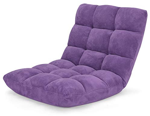 GOPLUS Bodenstuhl, Bodensofa mit Rückenlehne, Bodensessel mit Schlaffunktion, Floor Chair, Lazy Sofa, Meditationsstuhl für Wohnzimmer & Balkon (Lila)