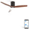 CREATE / WINDCALM M/Ventilateur de plafond ABS avec lumière Wifi et télécommande noir pales effet bois foncé / 40W, Silencieux, Ø132 cm, 6 vitesses, minuterie, été-hiver, double hauteur, moteur DC