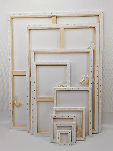 30x30cm Leinwand auf Keilrahmen aus Baumwolle -300 g/m² von Gr. 10x10 cm bis 80x120 cm NUR EINMAL Versandkosten, egal wie viele Stücke Sie kaufen