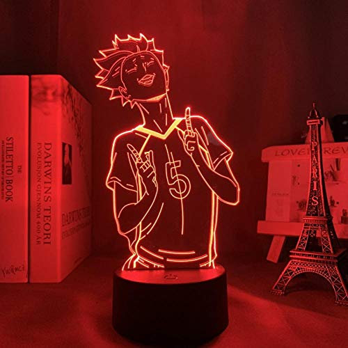 3D Nachtlicht Anime Haikyuu Tendou Satori Licht für Kind Schlafzimmer Dekor Bettdacht Led Illusion Licht Manga Lampe Geburtstagsgeschenk-7 Farben Keine Fernbedienung