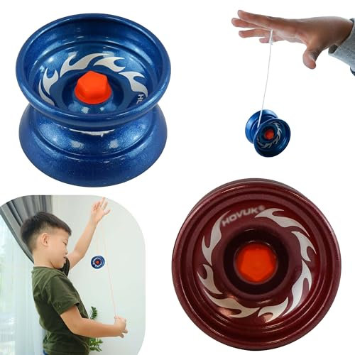 Jo-Jos aus Metalllegierung, Rot und Blau, für Anfänger, reaktionsschnelles Trickspiel, Jojo mit Ersatzschnur, perfektes Weihnachten für Kinder ab 3 Jahren, 2 Stück