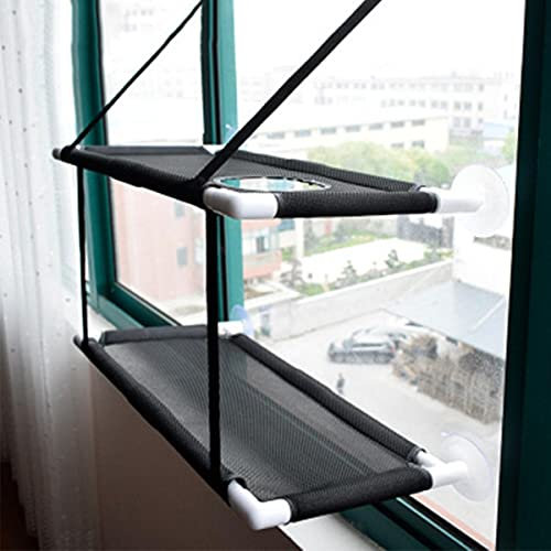 NIQIU Katze Balkon Hängematte Lager 24kg Katze Sonniger Sitz Haustier Wasserdichtes Stoff Katzenbett Katze Klettern Schlafmatratze Einlagig Doppel-Doppel Schwarz,1-24kg Haustiere