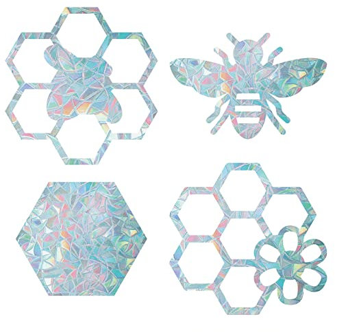 GORGECRAFT 16 STÜCKE Biene Fensteraufkleber Waben Statische Aufkleber Anti Kollision Hexagon Glasklammern Nicht Klebende Vinylfolie Heimtextilien Für Schiebetüren Fenster Verhindern Stop Birds Dogs