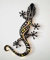 kh Teile Wand Deko Gecko Holz Dekoration Wandbild Wohnzimmer Geschenk Idee Wandbeleuchtung, Led Licht, Schwarz lackiert, 60 cm