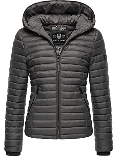 Navahoo Damen Damen leichte Übergangsjacke Steppjacke mit Kapuze Kimuk Anthracite Gr. XL
