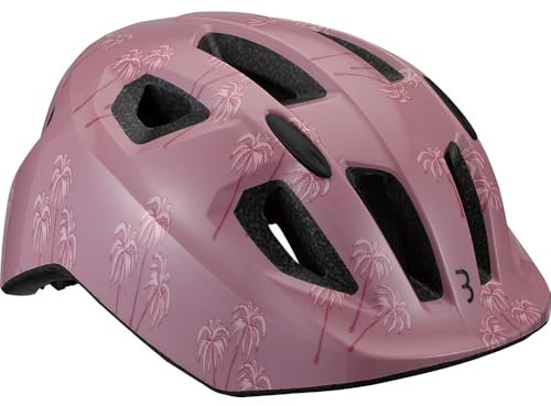 BBB Unisex Jugend Hero Kids Kinder Fahrradhelm Jungen Mädchen Fahrrad Sicherheitshelm Reflektierend Insektennetz Held BHE-172 Pink Palmtrees S (46-52cm), Rosa Palmen