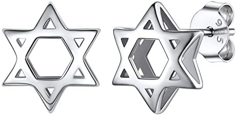 Silvora Damen-Ohrstecker Sterling-Silber 925 Davidstern Anhänger Siegel Rohm Sterling Mädchen Glücksbringer Schutz Leistung Geschenk Mama Muttertag, Sterling Silber